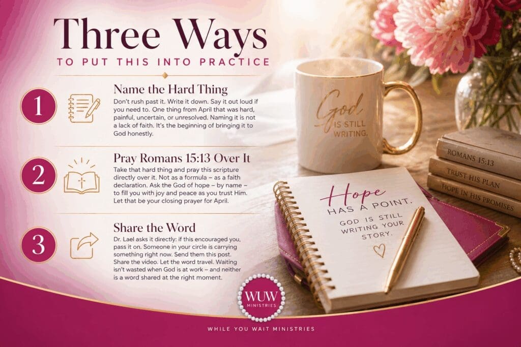 Three practical steps to apply faith in everyday life including naming hard things, praying scripture, and sharing encouragement